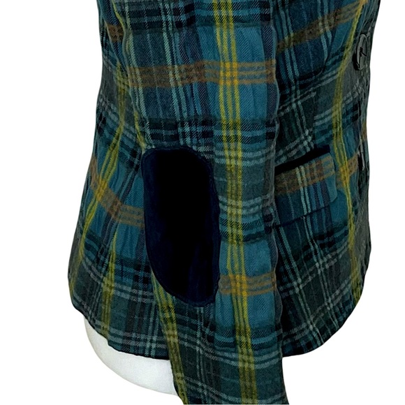 PINK TARTAN Plaid Equestrian Inspired Blazer Velvet Collar Elbow Patches Size 8 - Picture 7 of 13